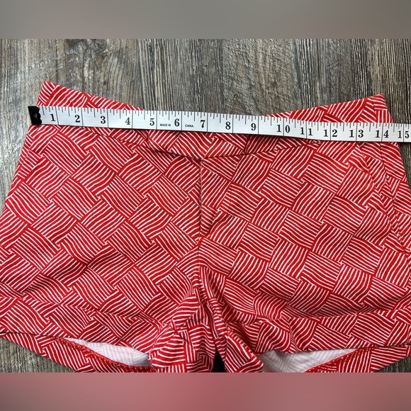 Banana Republic Tailored Coral White Geometric Women's Flat Front Shorts Size 0 - Picture 8 of 8